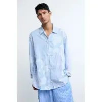 Desigual , Camisa estampada flores, Hombre, Algodon, Azul, S