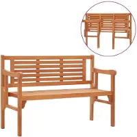 vidaXL : Banco de jardín plegable, 120 cm, madera maciza de eucalipto