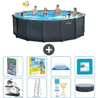 Intex Panel de grafito para piscina, modelo Rund - 478 x 124 cm - compuesto por 7 piezas, referencia S566