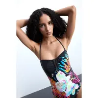 Desigual , Bañador tropical, Negro, XS