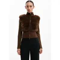 Desigual , Chaqueta punto chocolate, Mujer, MarróN, S