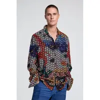 Desigual , Camisa bordada estampada, Azul, M