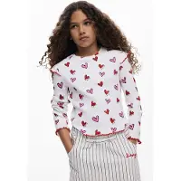 Desigual , Camiseta manga larga corazones, Algodon, Blanco, 7/8