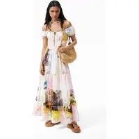 Desigual Vestido crema / amarillo / antracita / púrpura