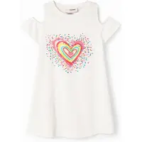 Desigual , Vestido camiseta cut-outs corazón, Algodon, Blanco, 7/8