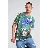 Desigual , Camiseta flores, Hombre, Algodon, Azul, S