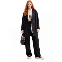 Desigual , Abrigo lana pespuntes, Negro, XL