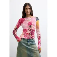 Desigual , Jersey Estampado Flores, Mujer, Rojo, XS