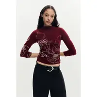 Desigual , Camiseta manga larga estampada, Mujer, Viscosa, Rojo, M