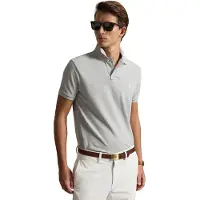 Ralph Lauren para hombre. 710680784529 El icónico polo de piqué gris (M), Casual, Algodón, Manga corta, outlet 2026.