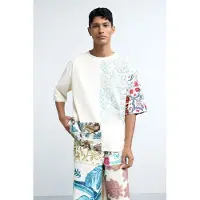 Desigual , Camiseta patchwork, Hombre, Algodon, Blanco, M
