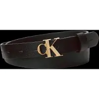Calvin Klein Cinturón 'Pebble Grain Monogram Buckle' negro