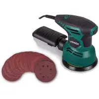Vonroc Lijadora orbital aleatoria 300W | Incluye caja recolectora de polvo y 12 papeles de lija