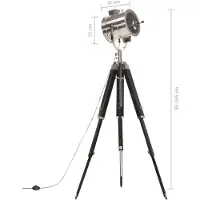 vidaXL Lámpara de pie con trípode, mango de madera maciza, 165 cm ()
