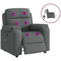 vidaXL Sillón de masaje y relajación, tapizado en tela, color gris oscuro