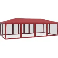 vidaXL Tienda de campaña para fiestas con 12 paneles laterales de malla, color rojo, 8x4 metros, fabricada en HDPE