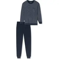Schiesser Pijama largo azul oscuro / blanco