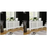 vidaXL Cubierta para radiador, 2 unidades, blanco, material de madera, 152 cm
