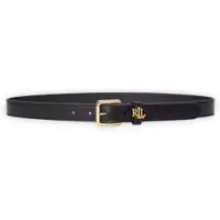 Ralph Lauren para mujer. 412968763001 Cinturón estrecho de piel con logotipo negro (1X), Casual, outlet 2026.