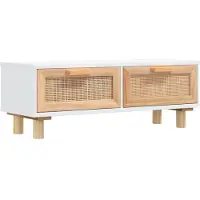 Syfax Mesa auxiliar blanca de 80x40x30 cm, fabricada con materiales compuestos y madera de pino