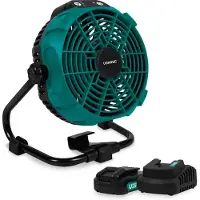Vonroc Ventilador sin cable 20V - batería híbrida o alimentado por CA | Incl. adaptador de CA - Incl. 2x 2.0Ah batería y cargador rápido