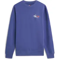 Tommy Hilfiger Sudadera 'Signature Logo Sueded' añil / rojo cereza / blanco