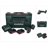 Metabo Amoladora angular a batería CC 18 LTX de 18 V y 76 mm sin escobillas + 2 baterías de 4,0 Ah + cargador + metaBOX