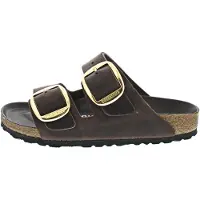 Birkenstock para mujer. 1032916 Sandalias de Piel Arizona Big Buckle Oiled (Ajuste Estrecho) marrón (40), Plano, Ninguno, Casual, Habana, Bi