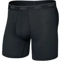 Saxx - Quest Quick-Dry Mesh Boxer Brief Fly 6'' - Ropa interior fibra sintética size XXL, negro