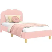 vidaXL Estructura de cuna para bebé, color rosa, 80 x 160 cm, tejido bouclé