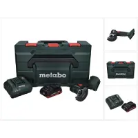 Metabo Amoladora angular a batería CC 18 LTX de 18 V y 76 mm sin escobillas + 1 batería de 4,0 Ah + cargador + metaBOX