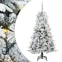 vidaXL Árbol de Navidad artificial plegable, blanco, 150 cm, fabricado con PE y PVC