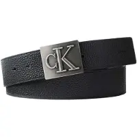 Calvin Klein Seasonal Monogram Plaque 40mm Belt Black/antique Silver Talla: 125 | Cinturones Outlet | Hombre | Gris