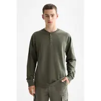 Scotch & Soda Slub Henley T-shirt Ls Thyme Talla: S | Manga Larga Outlet | Hombre