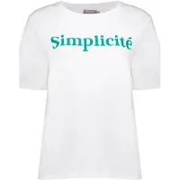 Geisha T-shirt Simplicity Off-white/emerald Talla: XL | Camisetas de Seda Outlet | Mujer | Blanco