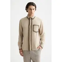 Scotch & Soda Relaxed Fit Tencel Shirt Plaza Taupe Talla: L | Camisas de Trabajo Outlet | Hombre | Negro