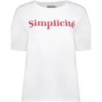 Geisha T-shirt Simplicite Off-white/red Talla: L | Camisetas de Seda Outlet | Mujer | Blanco