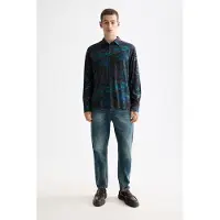 Scotch & Soda Printed Relaxed-fit Shirt Ink Blue Feathers Aop Talla: XXL | Camisas Casuales Outlet | Hombre | Azul