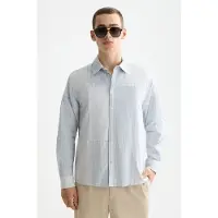 Scotch & Soda Patchwork Relaxed-fit Oxford Shirt Blue / Blue Stripe Talla: L | Camisas Casuales Outlet | Hombre | Azul