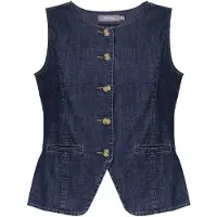 Geisha Jeans Vest Dark Blue Denim Washed Talla: S | Chaquetas Outlet | Mujer | Azul