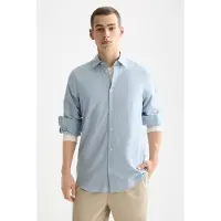Scotch & Soda Yarn-dyed Stripe Shirt Faded Denim / Green Spruce Stripe Talla: S | Camisas Casuales Outlet | Hombre | Azul