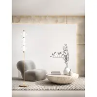 Perenz Lámpara de pie LED, serie 8166, fabricada en latón bruñido y vidrio, 36 W, 3000 K (blanco cálido), diseño elegante, altura de 170 cm -