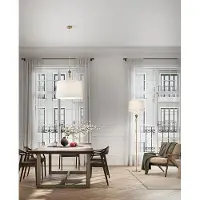 Perenz Lámpara de pie de latón cepillado y cerámica multicolor, pantalla Havana, altura 170 cm, 1x E27, estilo clásico y elegante -