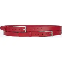 Haute Cuir Cinturón 'Double Buckle Belt' rojo