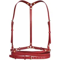 Haute Cuir Cinturón 'Slim Double Belt Harness' rojo