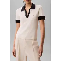 Calvin Klein Woven Label Short Sleeve Polo Tofu Talla: S | Polos Outlet | Mujer