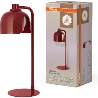 Osram Lámpara de mesa Decor Corolle, cristal metálico rojo, casquillo G9, cable textil, estilo retro