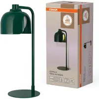 Osram Lámpara de mesa Decor Corolle, diseño retro, en metal y vidrio verde, con casquillo G9, cable de tela