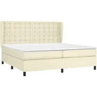 vidaXL Cama con somier y colchón de color crema, 200x200 cm, tapizada en cuero sintético ()