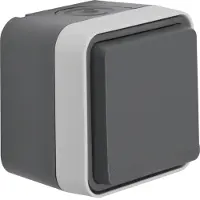 Hager Enchufe SCHUKO AP WNC140 con tapa abatible, grado de protección IP55, color gris
